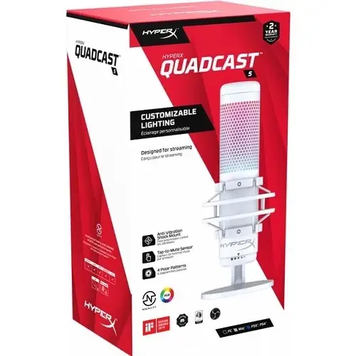 HyperX QuadCast S White-Grey Oyun Mikrofonu 519P0AA