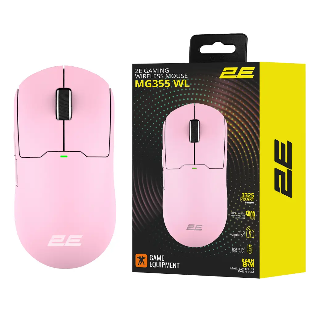 2E GAMING MG355 simsiz siçan, USB-A, çəhrayı (2E-MG355UPK-WL)