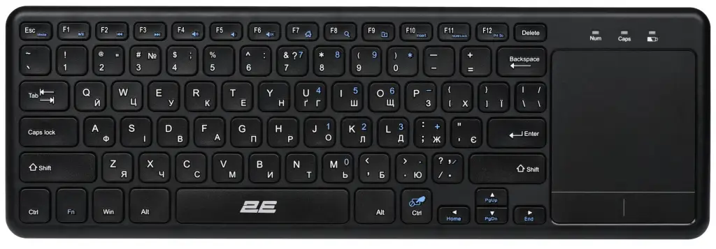 Кeyboard 2E KT100 78key, Wireless, EN/UK/RU, black 2E-KT100WB